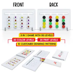 alilee 3 in 1 montessori fun & educational board game. color matching, fruit matching, custom drawing, puzzle and logic game, thinking training enlightenment hand eye coordinate, preschool early learning game, brain boosting toy for kids